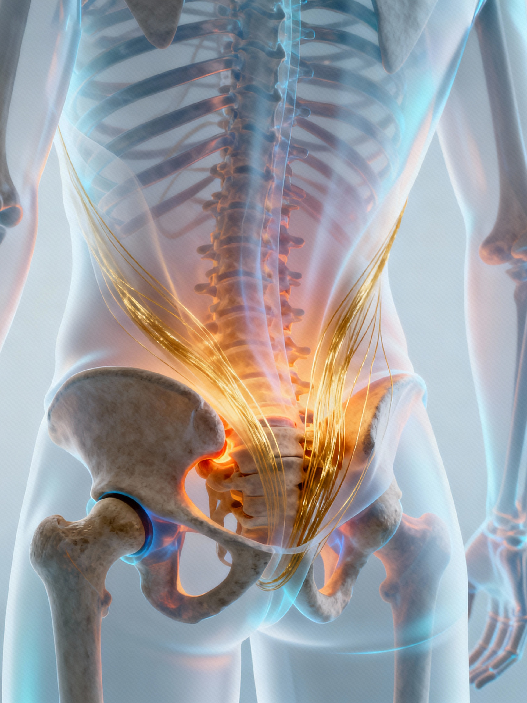tianran liyun wang hands performing Fasciapuncture on the sacroiliac fascia